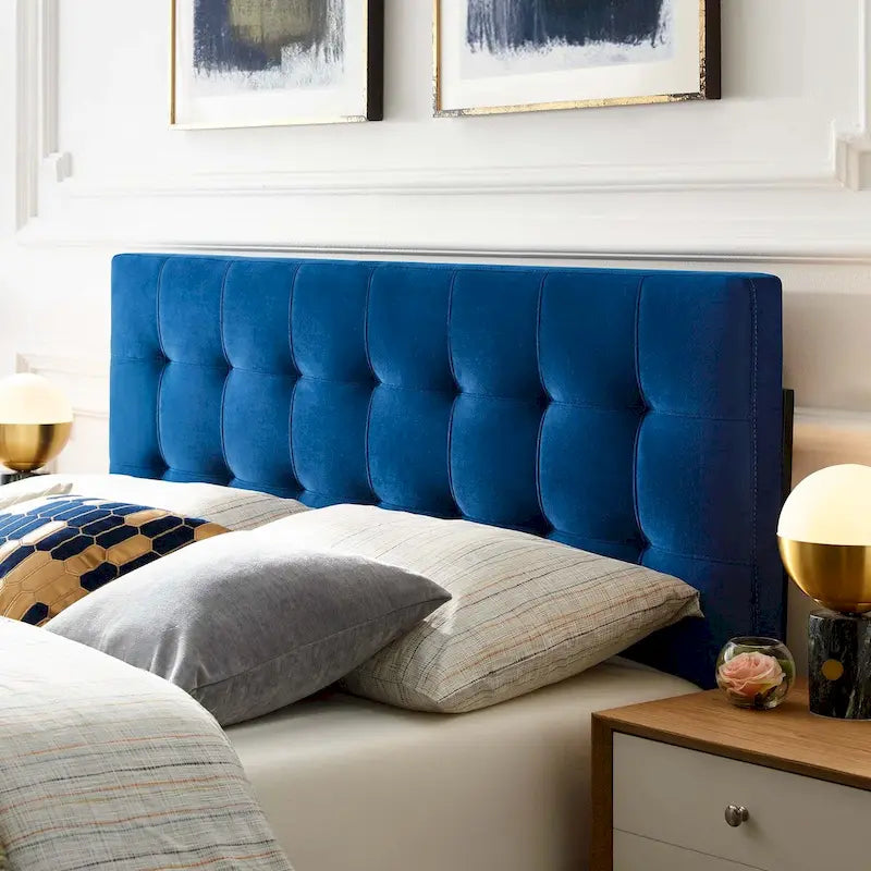 Queen-size Biscuit Tufted Velvet Headboard