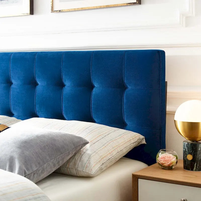 Queen-size Biscuit Tufted Velvet Headboard