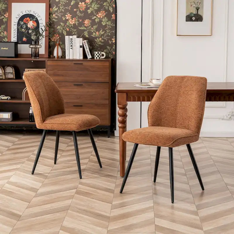 Mid Century Modern Armless Fabric Dining Room Chairs Set of 2