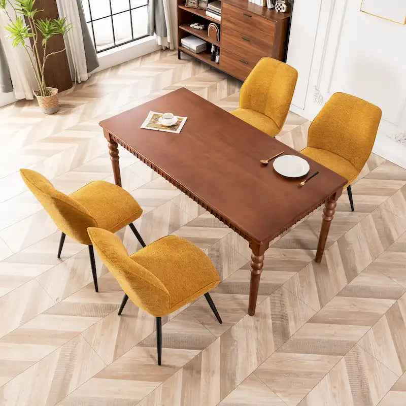 Mid Century Modern Armless Fabric Dining Room Chairs Set of 2