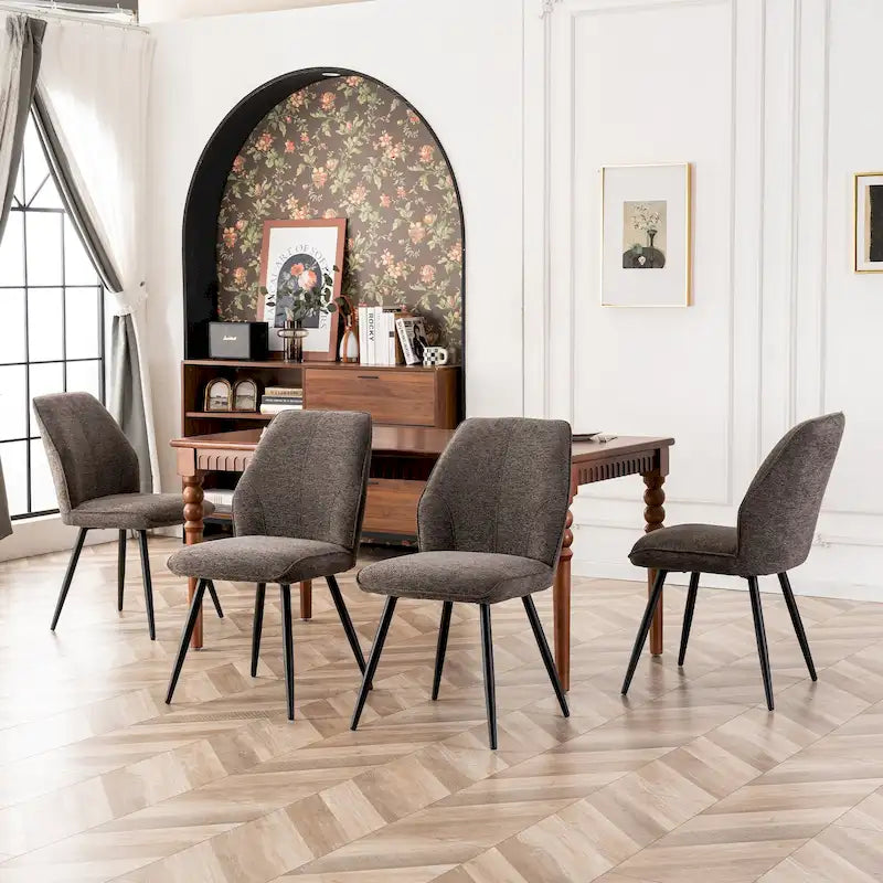 Mid Century Modern Armless Fabric Dining Room Chairs Set of 2