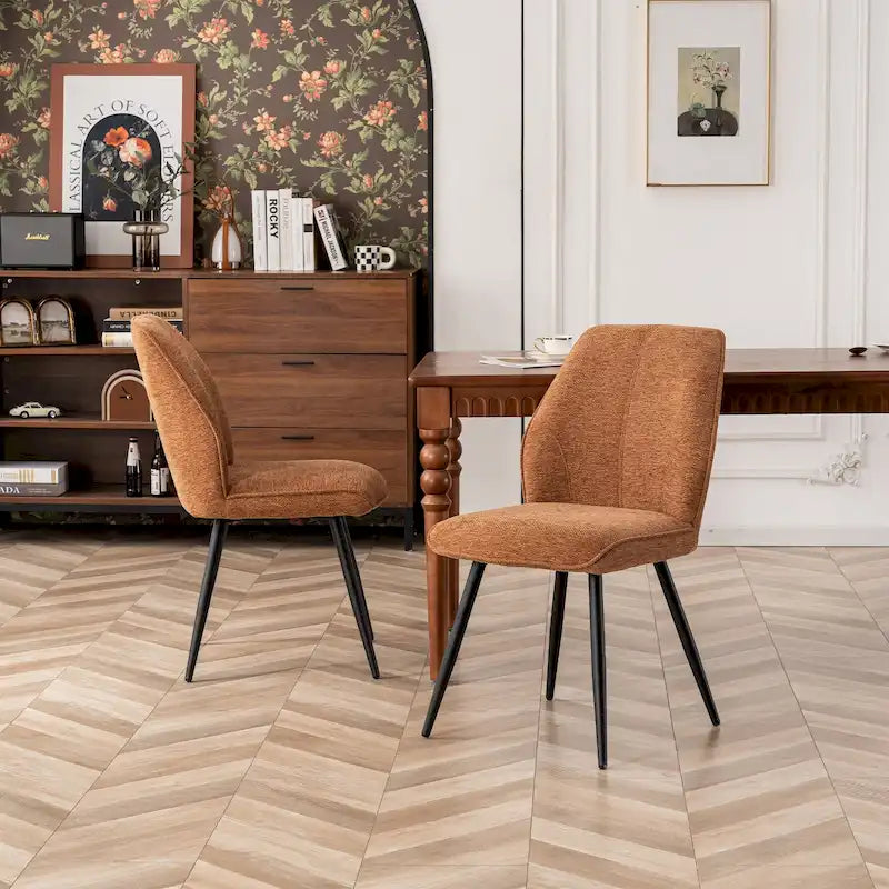 Mid Century Modern Armless Fabric Dining Room Chairs Set of 2