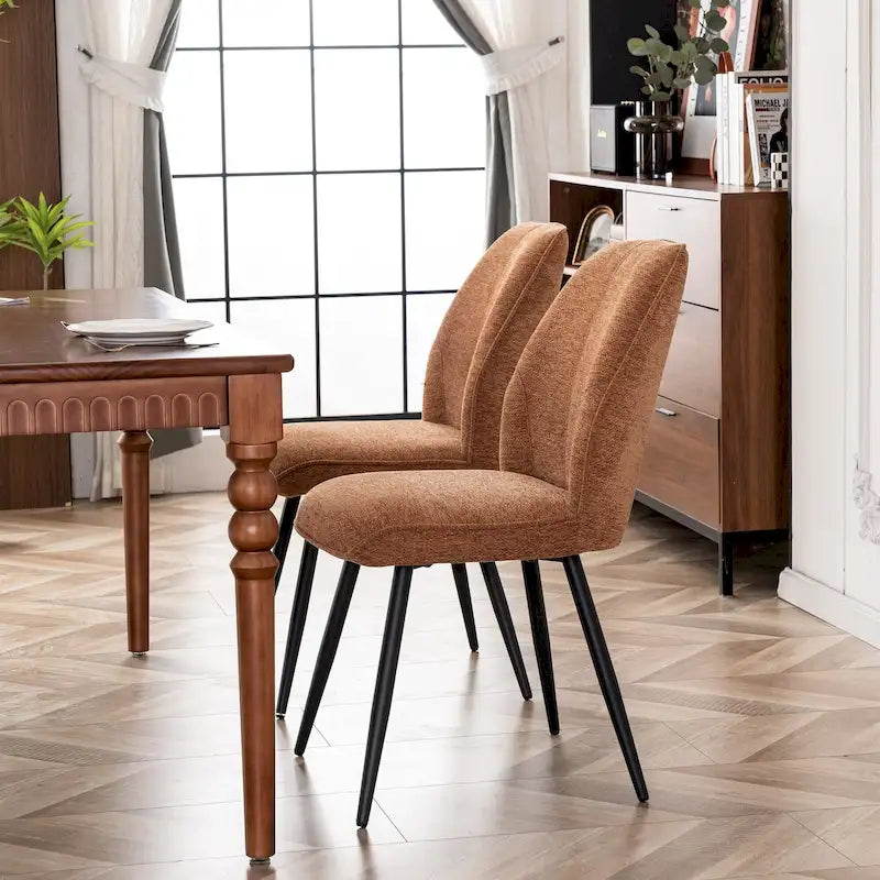 Mid Century Modern Armless Fabric Dining Room Chairs Set of 2