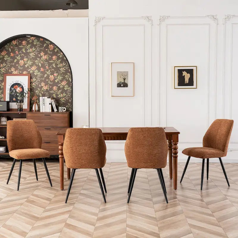 Mid Century Modern Armless Fabric Dining Room Chairs Set of 2