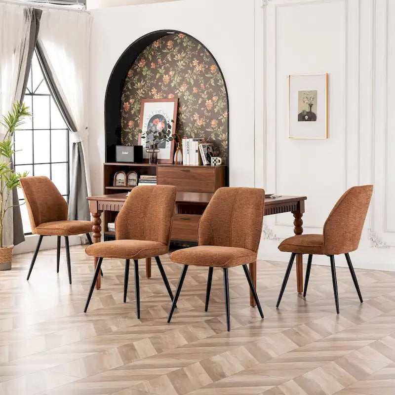 Mid Century Modern Armless Fabric Dining Room Chairs Set of 2