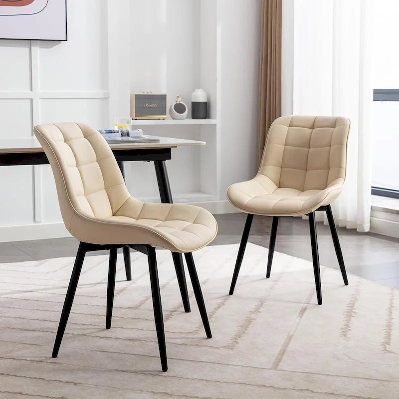 Modern Upholstered Faux Leather Dining Chairs (Set of 2)