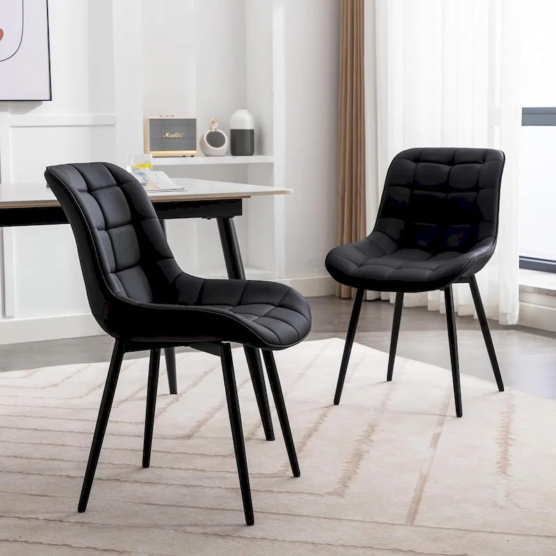 Modern Upholstered Faux Leather Dining Chairs (Set of 2)