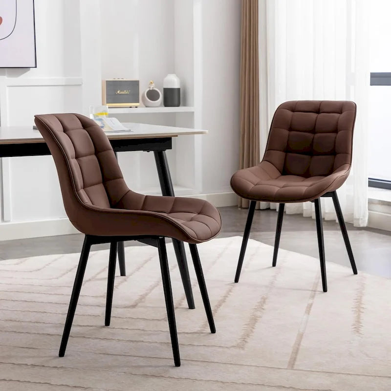 Modern Upholstered Faux Leather Dining Chairs (Set of 2)