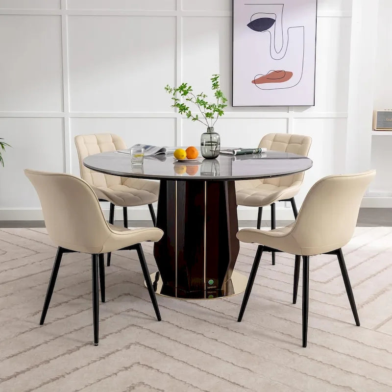 Modern Upholstered Faux Leather Dining Chairs (Set of 2)