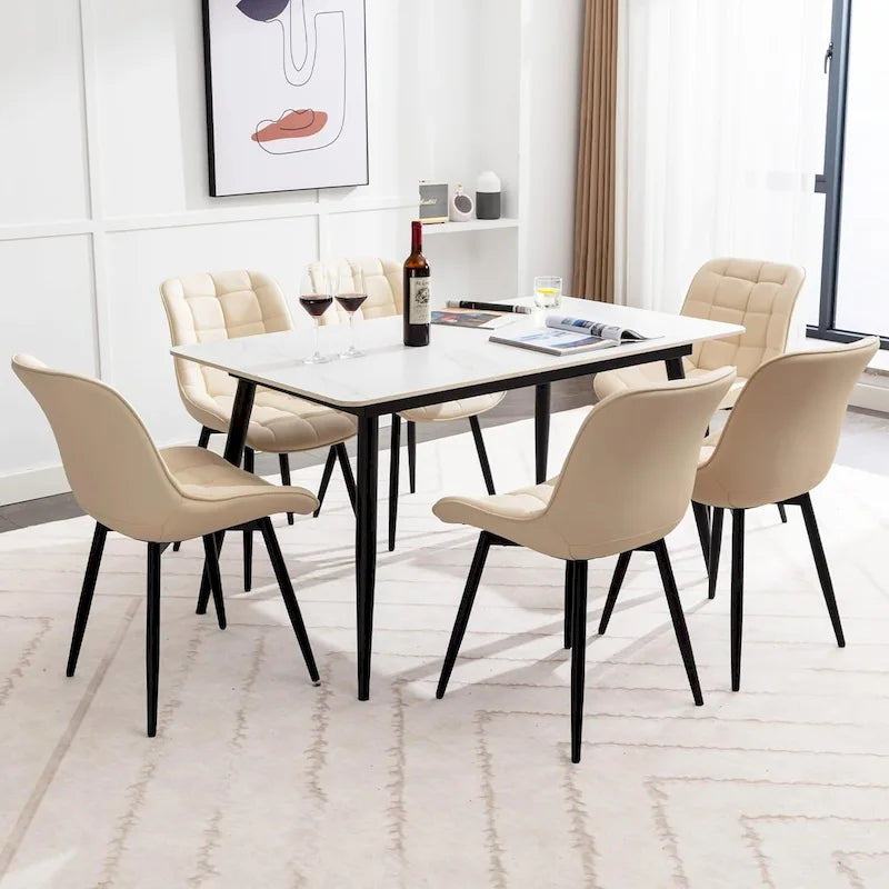 Modern Upholstered Faux Leather Dining Chairs (Set of 2)