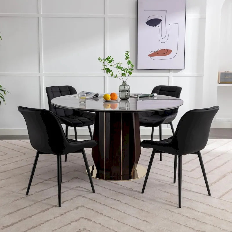 Modern Upholstered Faux Leather Dining Chairs (Set of 2)