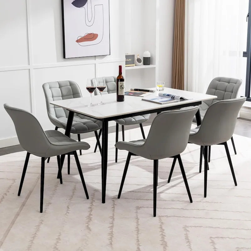 Modern Upholstered Faux Leather Dining Chairs (Set of 2)
