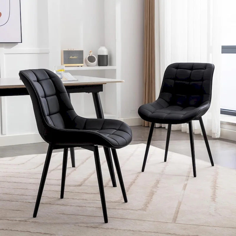 Modern Upholstered Faux Leather Dining Chairs (Set of 2)