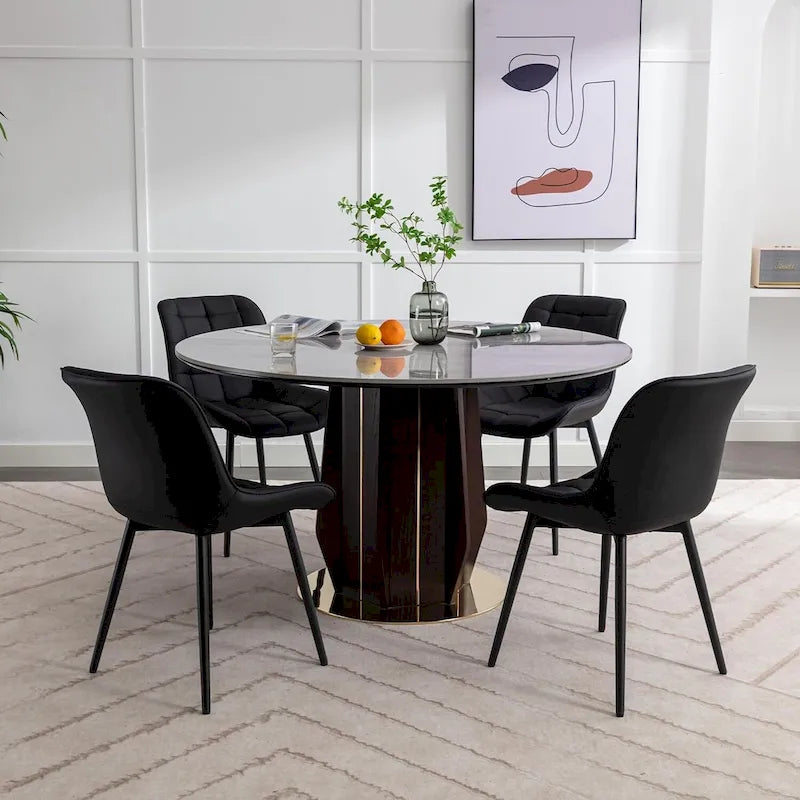 Modern Upholstered Faux Leather Dining Chairs (Set of 2)