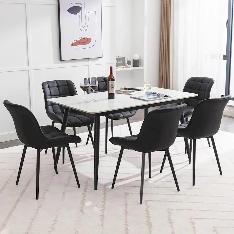 Modern Upholstered Faux Leather Dining Chairs (Set of 2)