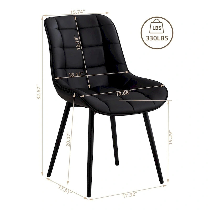 Modern Upholstered Faux Leather Dining Chairs (Set of 2)