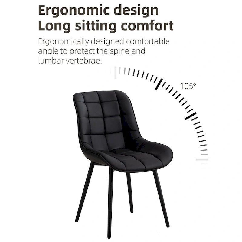 Modern Upholstered Faux Leather Dining Chairs (Set of 2)