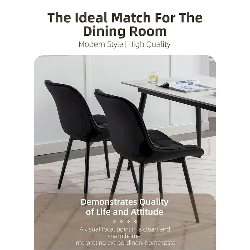 Modern Upholstered Faux Leather Dining Chairs (Set of 2)