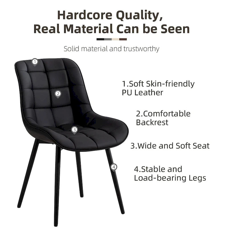 Modern Upholstered Faux Leather Dining Chairs (Set of 2)