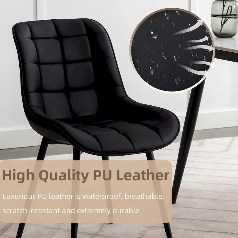 Modern Upholstered Faux Leather Dining Chairs (Set of 2)