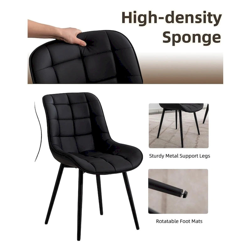 Modern Upholstered Faux Leather Dining Chairs (Set of 2)