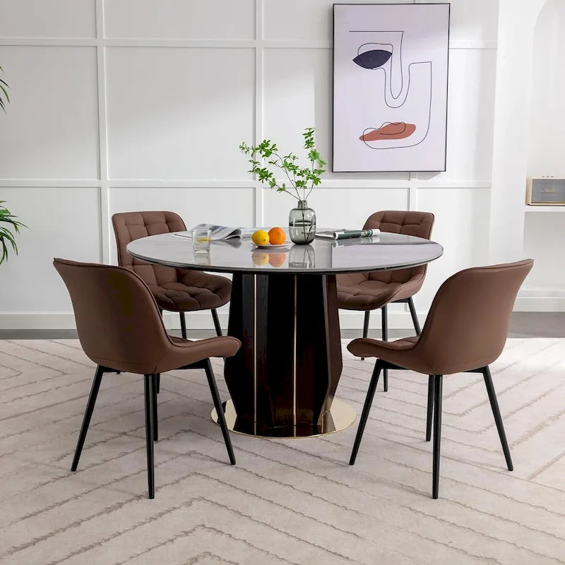 Modern Upholstered Faux Leather Dining Chairs (Set of 2)