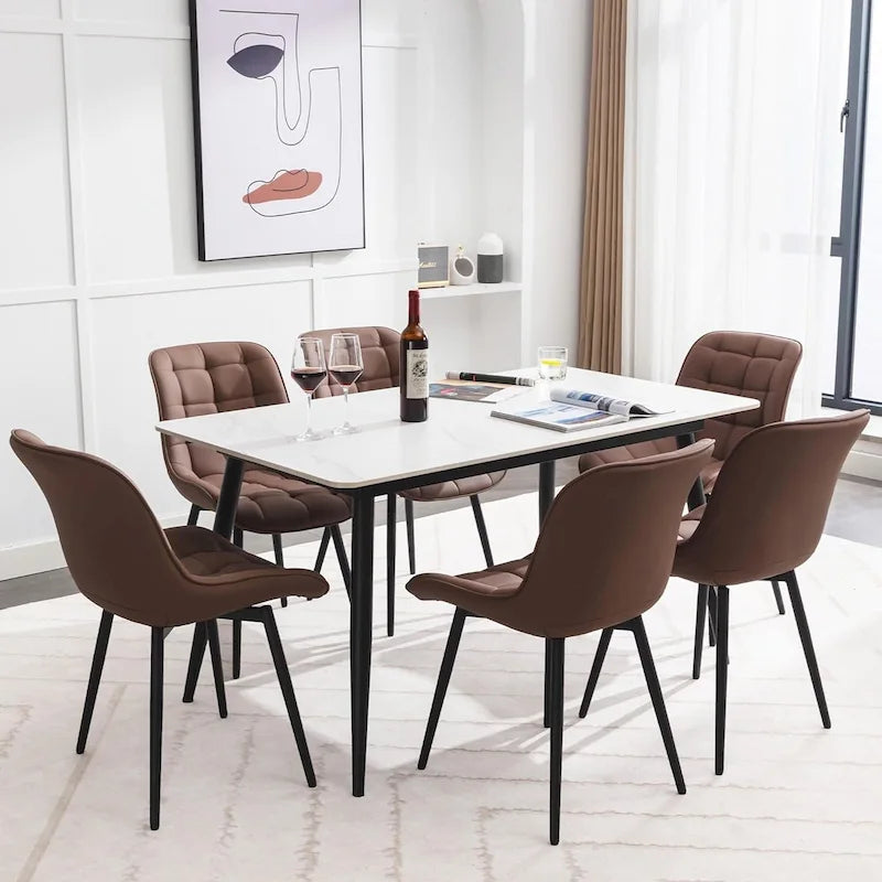 Modern Upholstered Faux Leather Dining Chairs (Set of 2)