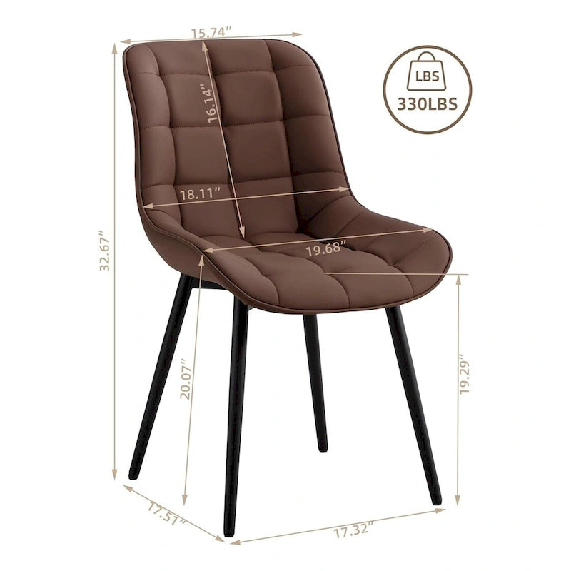 Modern Upholstered Faux Leather Dining Chairs (Set of 2)