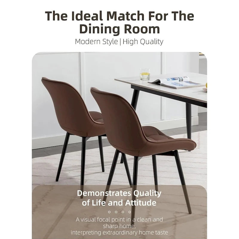 Modern Upholstered Faux Leather Dining Chairs (Set of 2)
