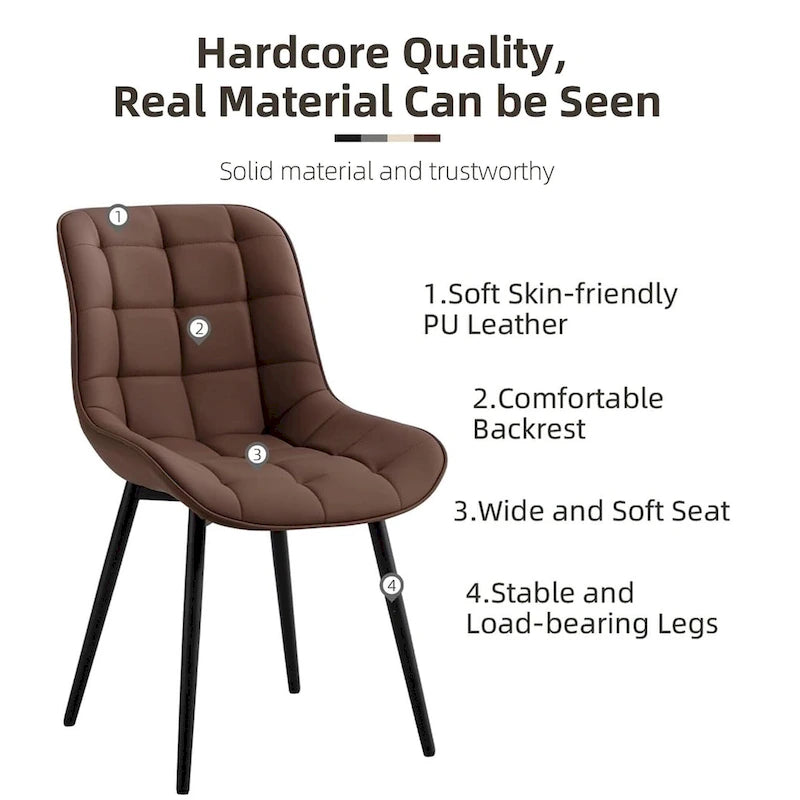 Modern Upholstered Faux Leather Dining Chairs (Set of 2)