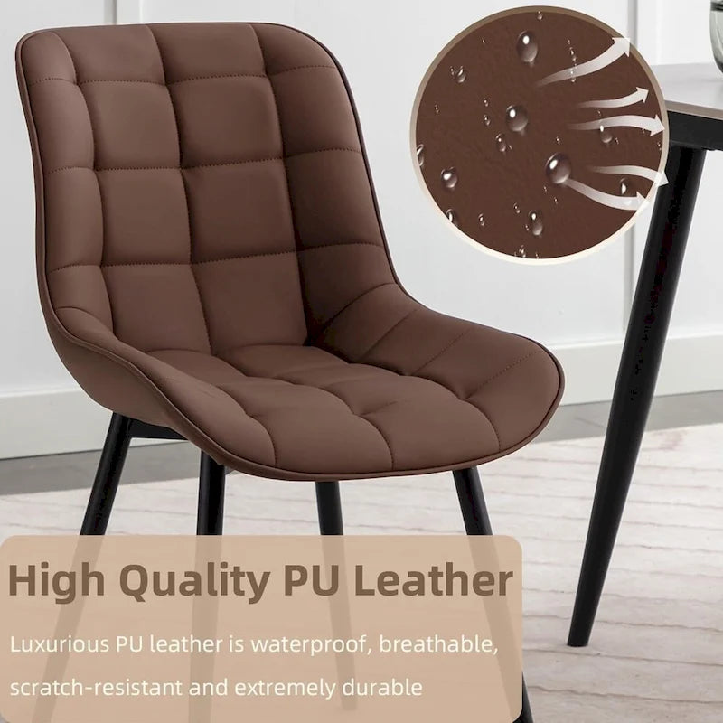 Modern Upholstered Faux Leather Dining Chairs (Set of 2)