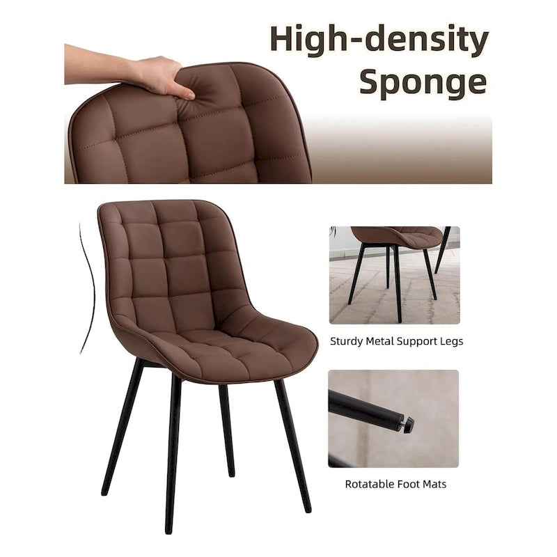 Modern Upholstered Faux Leather Dining Chairs (Set of 2)