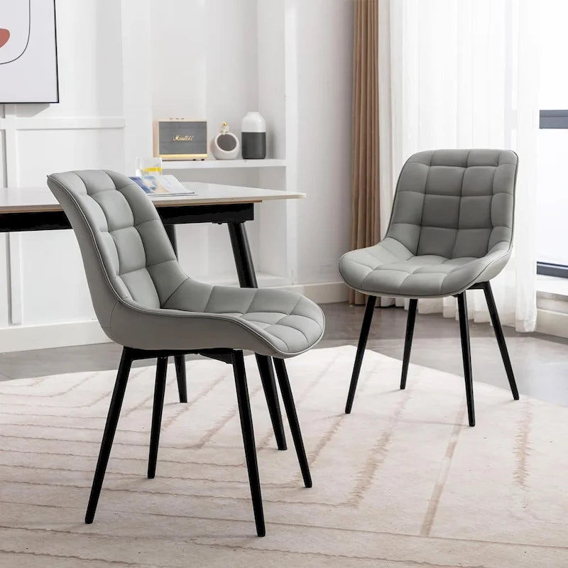 Modern Upholstered Faux Leather Dining Chairs (Set of 2)