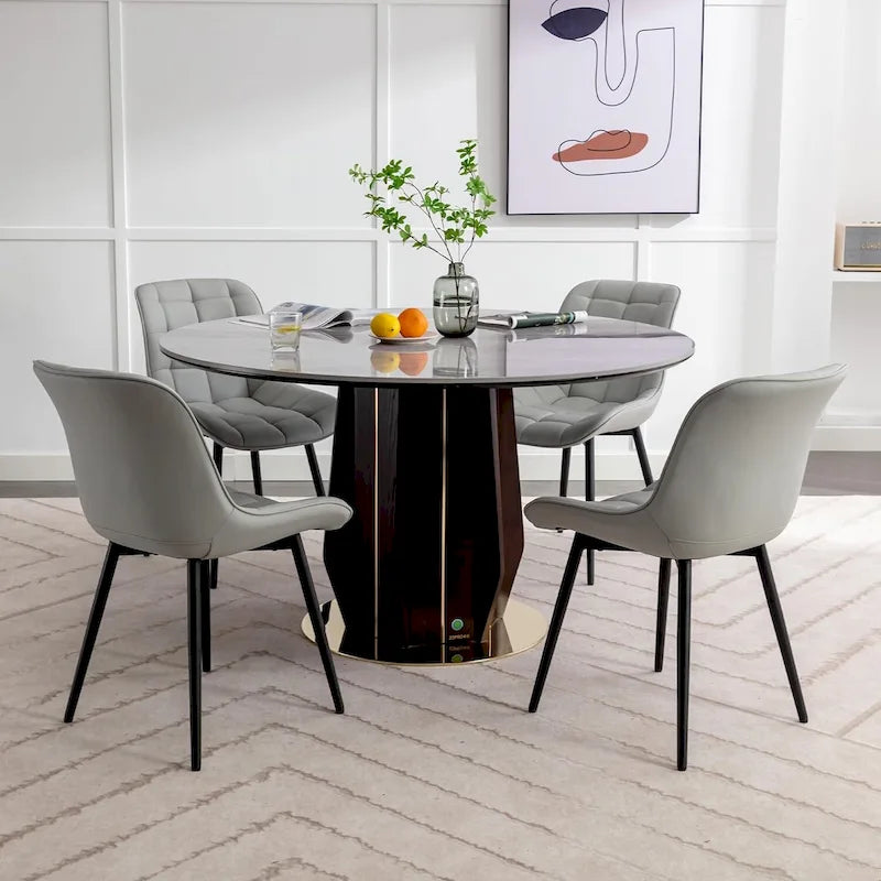 Modern Upholstered Faux Leather Dining Chairs (Set of 2)