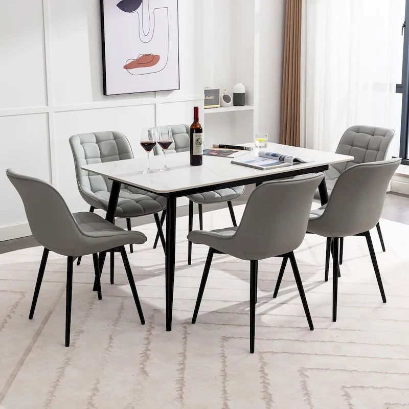 Modern Upholstered Faux Leather Dining Chairs (Set of 2)
