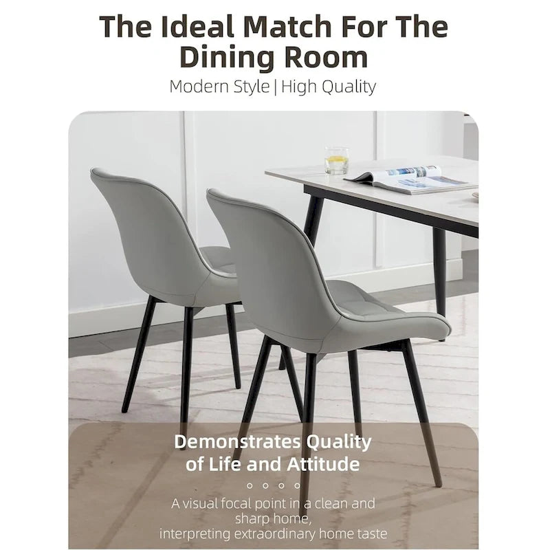 Modern Upholstered Faux Leather Dining Chairs (Set of 2)