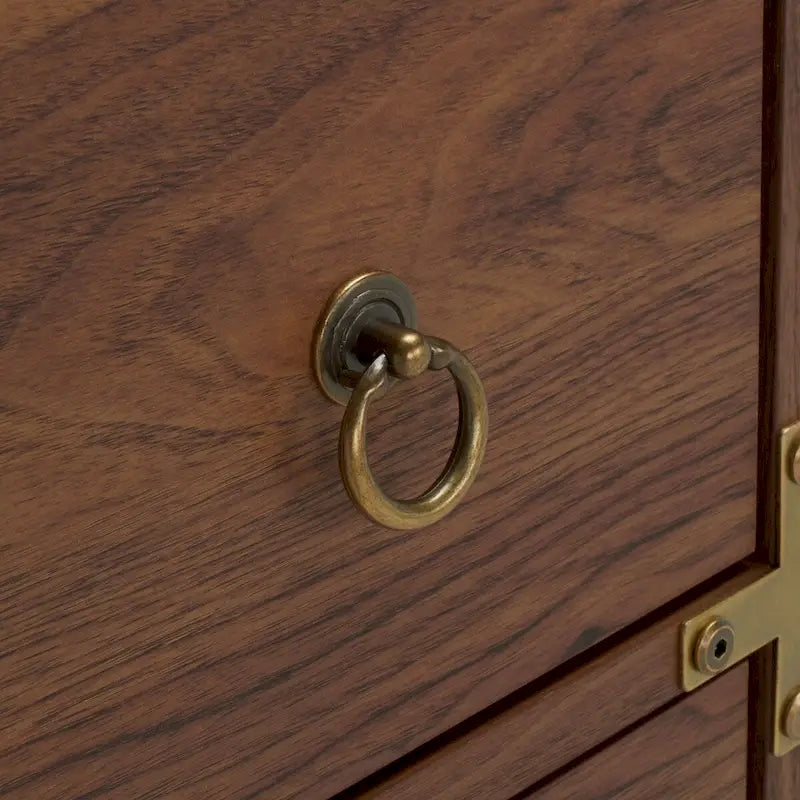 6 Drawer Chest with Vintage Ring Pulls and Gold Hardware