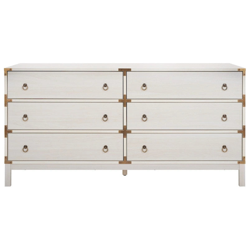 6 Drawer Chest with Vintage Ring Pulls and Gold Hardware