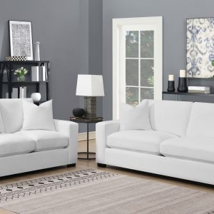 Ashlyn Upholstered Sloped Arm Sofa Set White