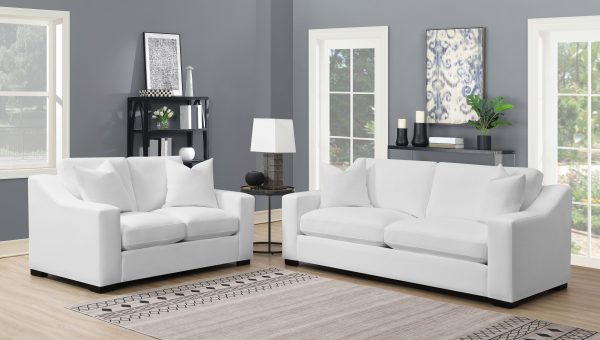Ashlyn Upholstered Sloped Arm Sofa Set White