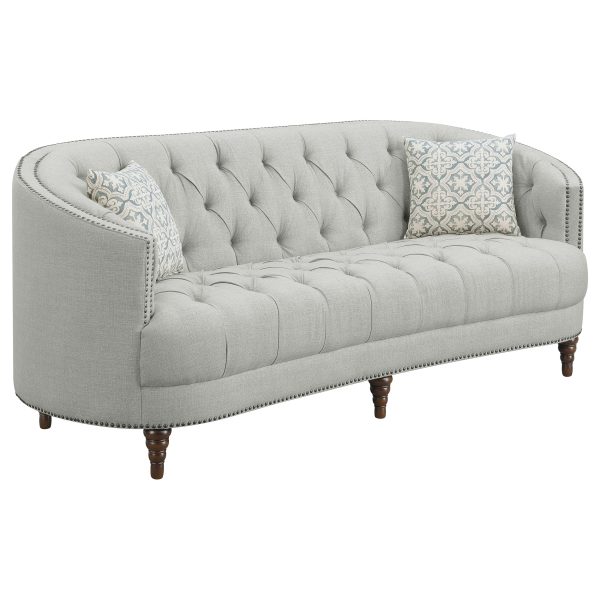 Avonlea Upholstered Sloped Arm Sofa Set Grey Fabric - Image 2