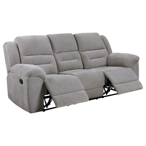 Gilson Chenille Upholstered Reclining Sofa Set Grey - Image 2