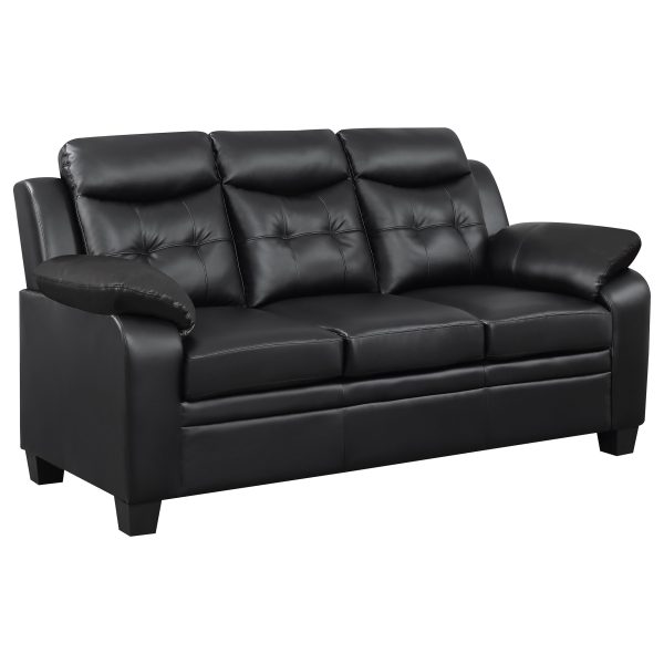 Finley Upholstered Padded Arm Tufted Sofa Set Black - Image 2