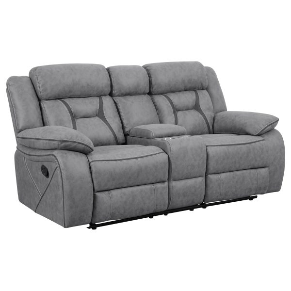 Higgins Upholstered Motion Reclining Sofa Set Grey - Image 6