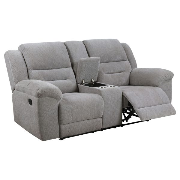Gilson Chenille Upholstered Reclining Sofa Set Grey - Image 3