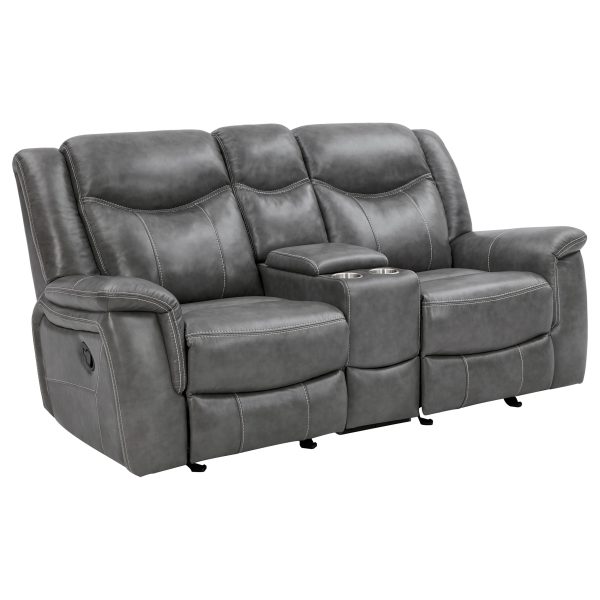 Conrad Upholstered Padded Arm Motion Sofa Set Grey - Image 3