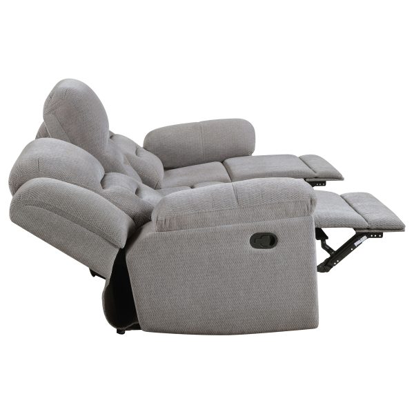 Gilson Chenille Upholstered Reclining Sofa Set Grey - Image 5