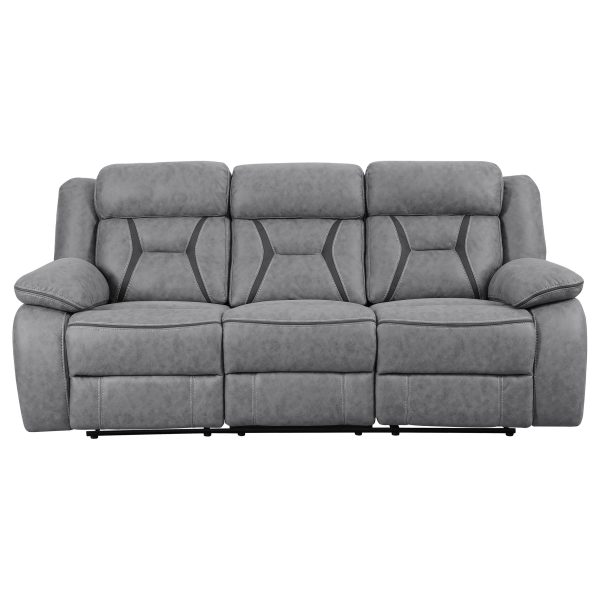 Higgins Upholstered Motion Reclining Sofa Set Grey - Image 4