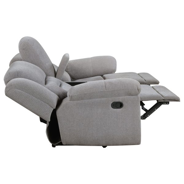Gilson Chenille Upholstered Reclining Sofa Set Grey - Image 4