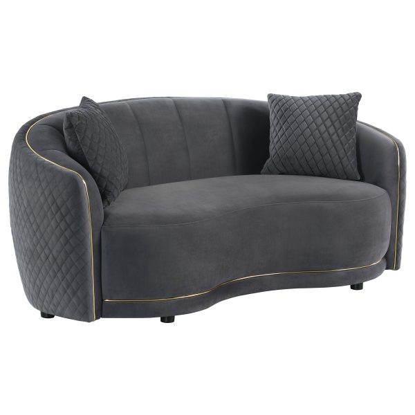 Brookside Velvet Upholstered Sofa Set Dark Grey - Image 2